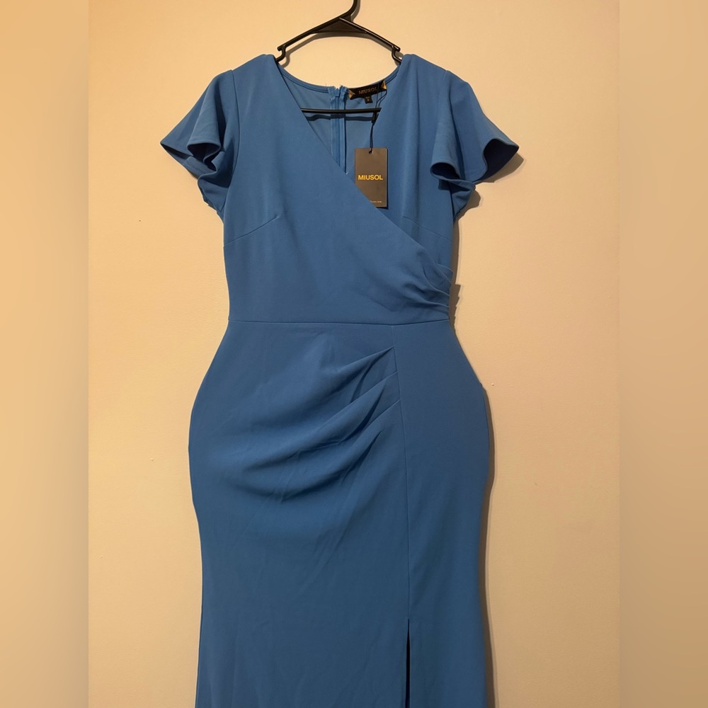 Elegant Blue Wrap Dress